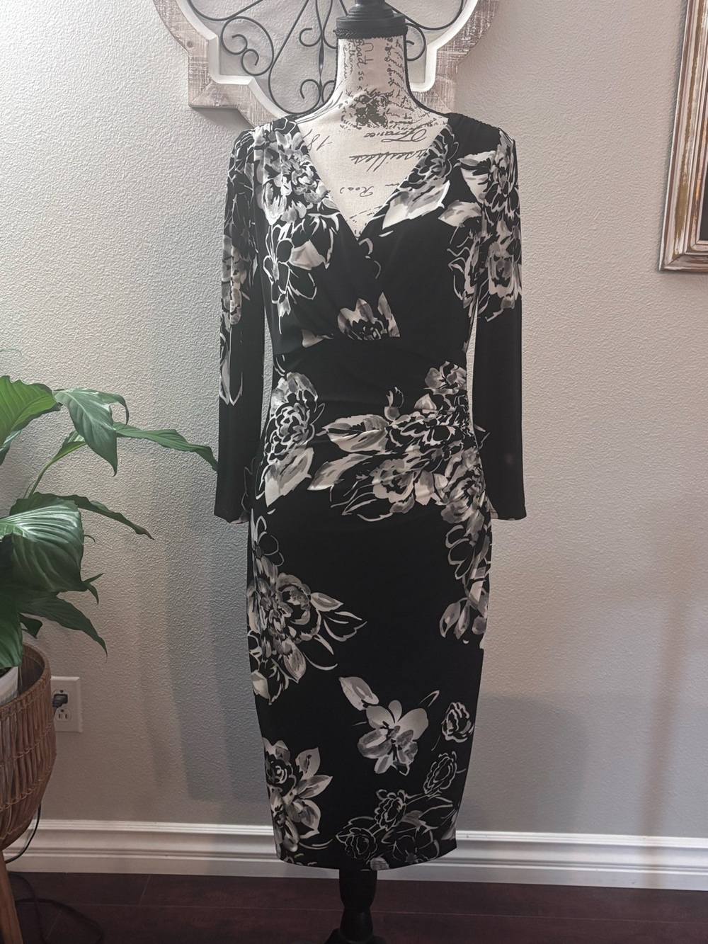 Lauren Ralph Lauren Black & White Floral Wrap Dress